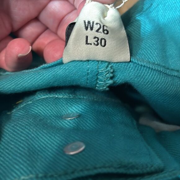 Lucy & yak women’s 26/4 Addison high waisted organic cotton twill trousers blue - Picture 5 of 6